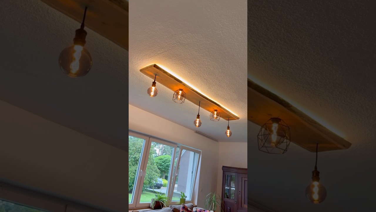 Deckenlampe mit einer direkten + indirekten Beleuchtung 🪵🛠️💡 #diy #lampe #lamp (Anzeige)
