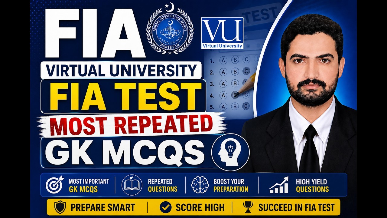 Virtual University Most Repeated MCQs FIA GK MCQs Assistant Sub Inspector Udc ldc constable 