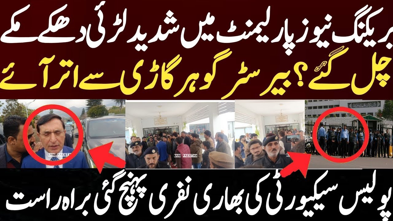پارلیمنٹ ہاؤس میں لڑائی دھکے مکے چل گئے؟ بیرسٹر گوہر کو کس نے پکڑ لیا تہلکہ مچا دینے والی ویڈیو وائ