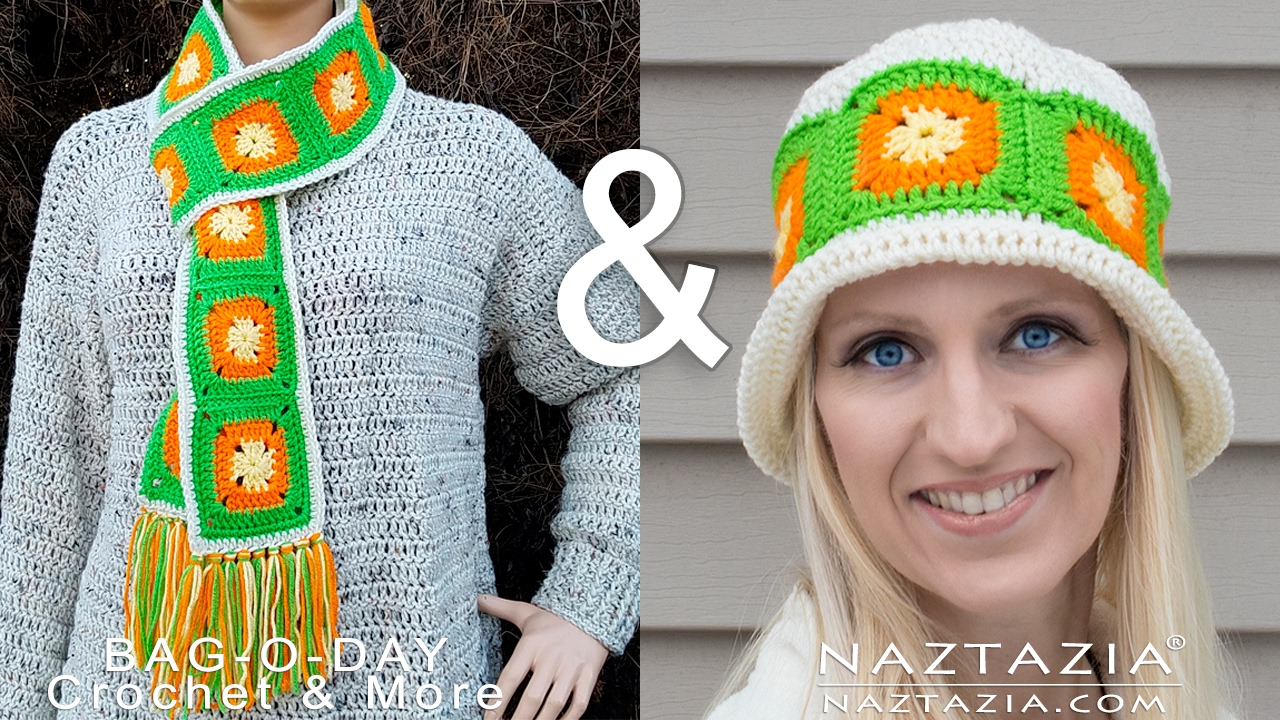 How To Crochet Citrus Splash Granny Square Scarf TUTORIAL #366 Collab with Naztazia