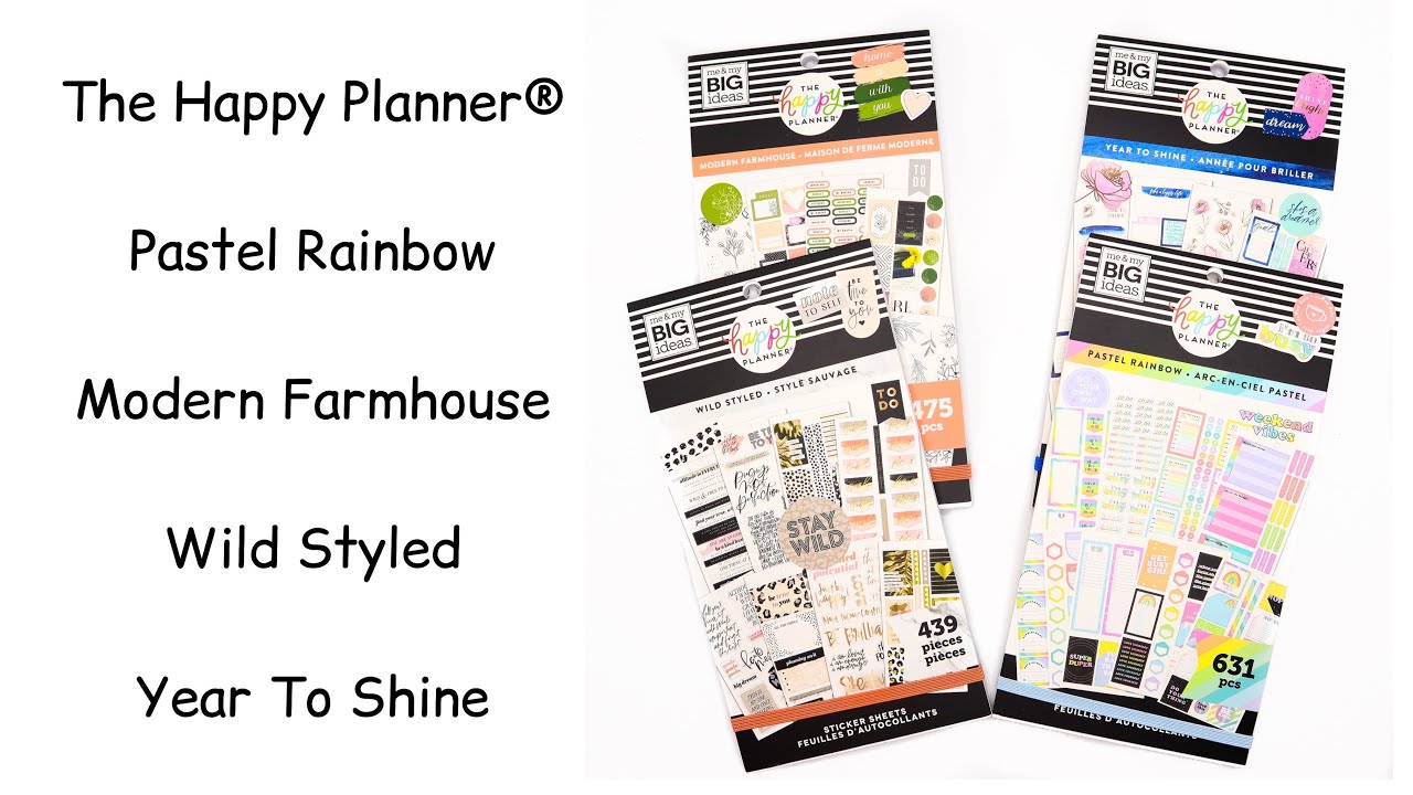 HAPPY PLANNER&reg; STICKERS PASTEL RAINBOW, MODERN FARMHOUSE, WILD STYLED, YEAR TO SHINE