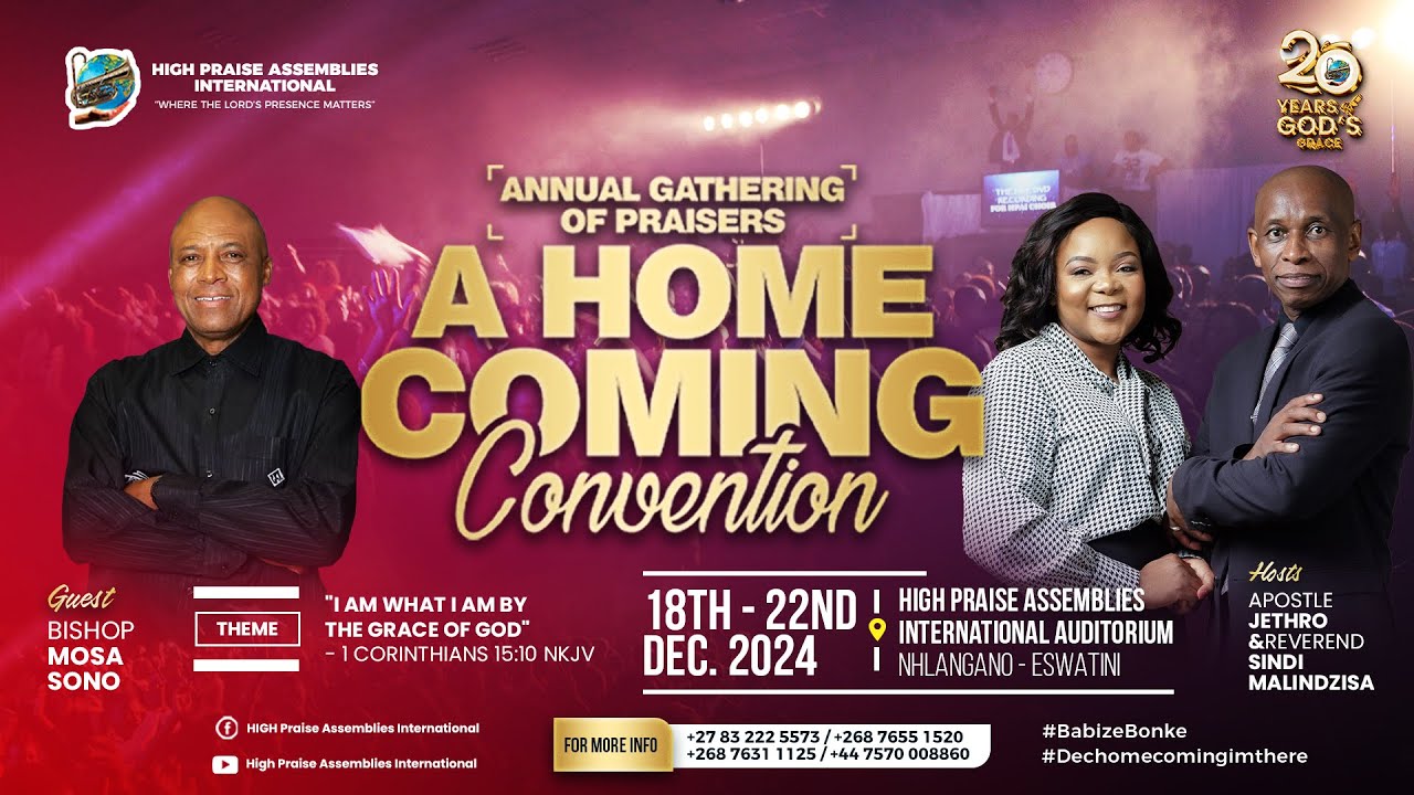 Day 2, Session 3 of the Homecoming Convention With Apostle Jethro Malindzisa.