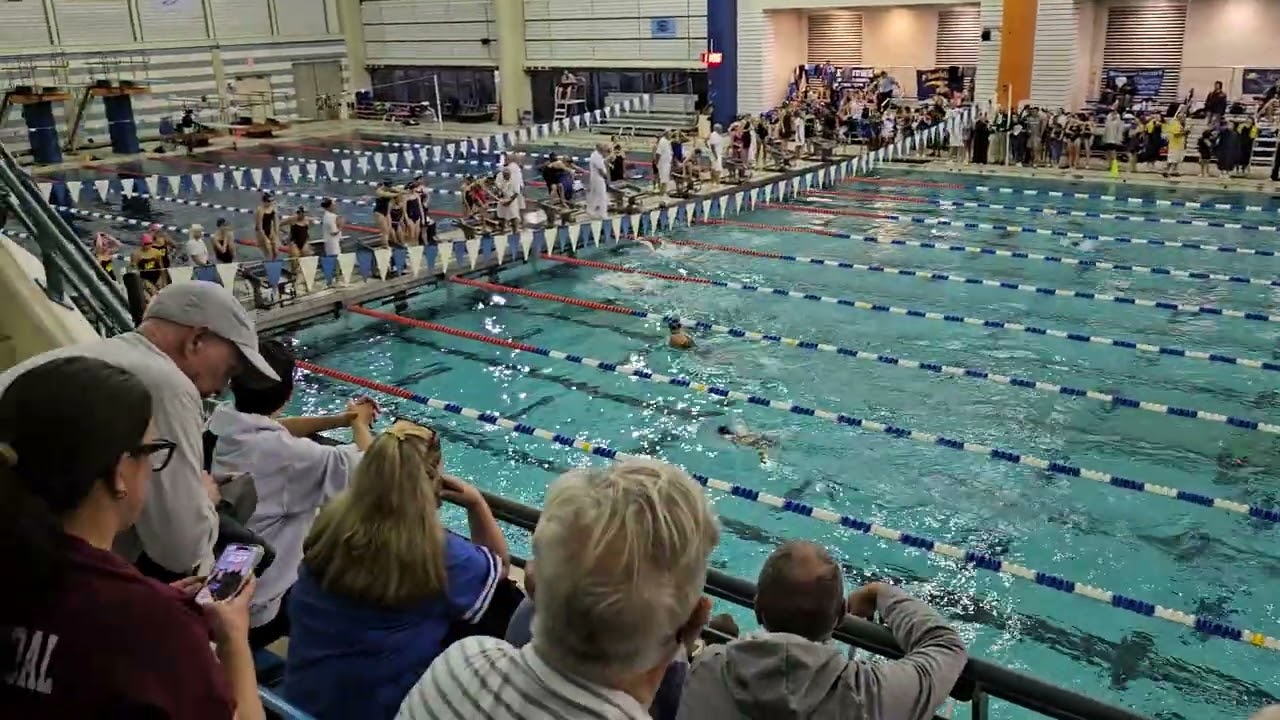 10/30/25 Division C Championship 200 Medley Relay, Levittown in lane 3. Siena swims butterfly.