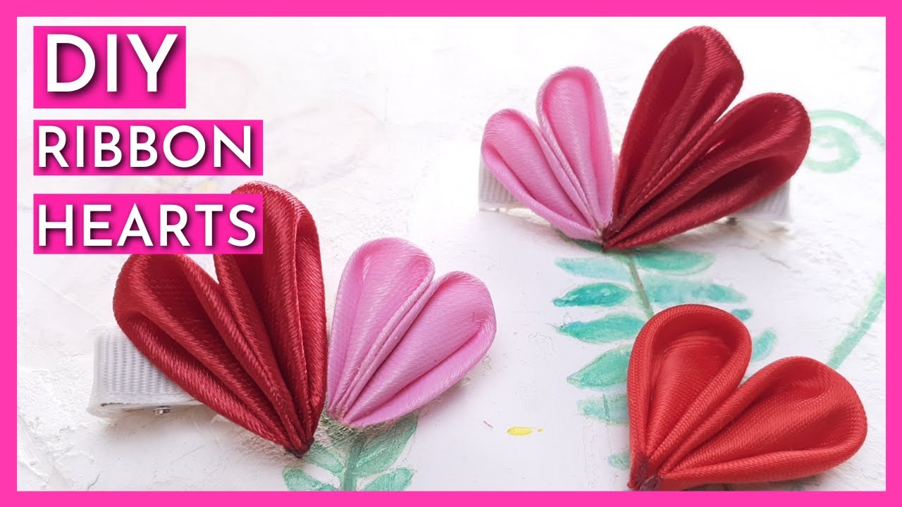 How to Make Kanzashi Ribbon Hearts | DIY Valentine's Day Crafts | Hair Clip