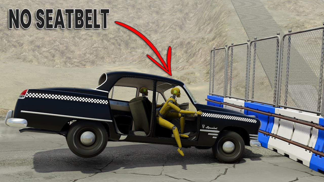 BeamNG Drive - Cars vs Plastic Barriers (High Speed)