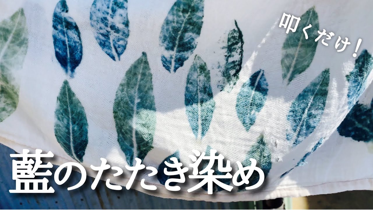 叩くだけで完成！藍の葉っぱスタンプ染め🍀【藍のたたき染め】