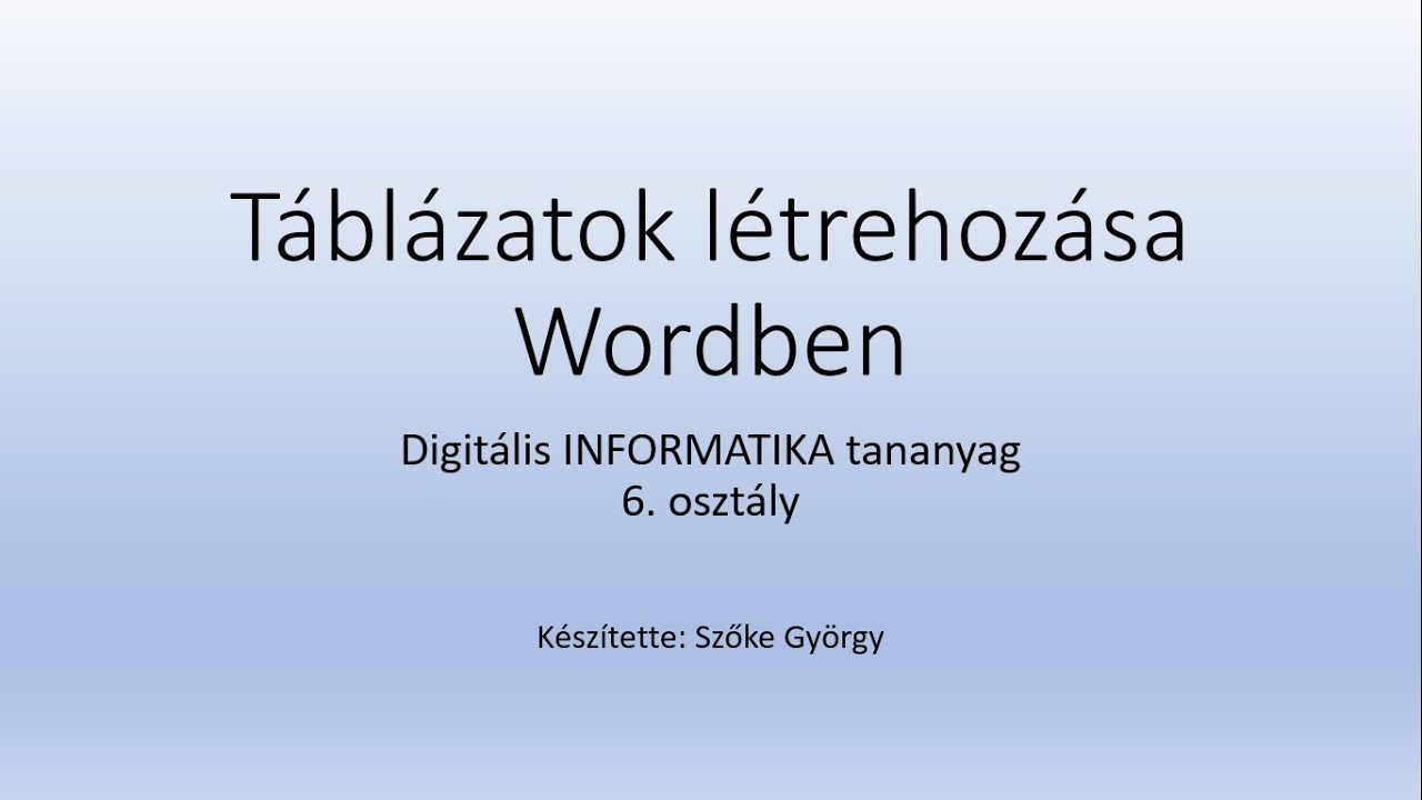 Táblázatok létrehozása Wordben