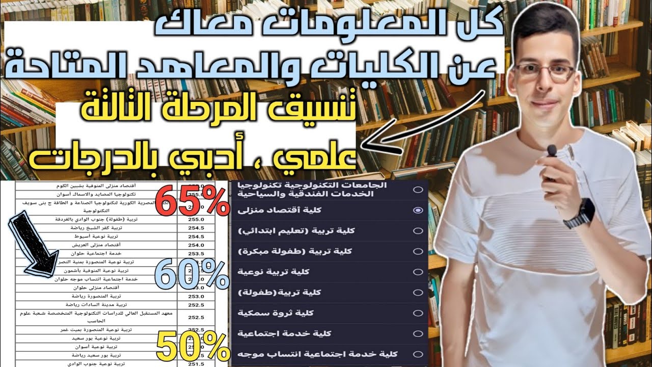 مفاجأة تنسيق المرحلة الثالثة 2025 بالدرجات👌| كليات ومعاهد علمي وأدبي من 50% لـ 65% ✅