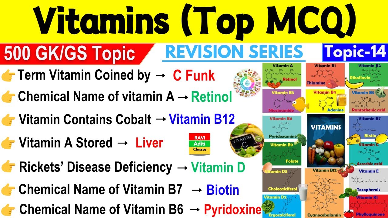 Vitamins GK |Vitamins & their deficiency diseases| Chemical Name | Static GK | By Ravi Aditi Classes