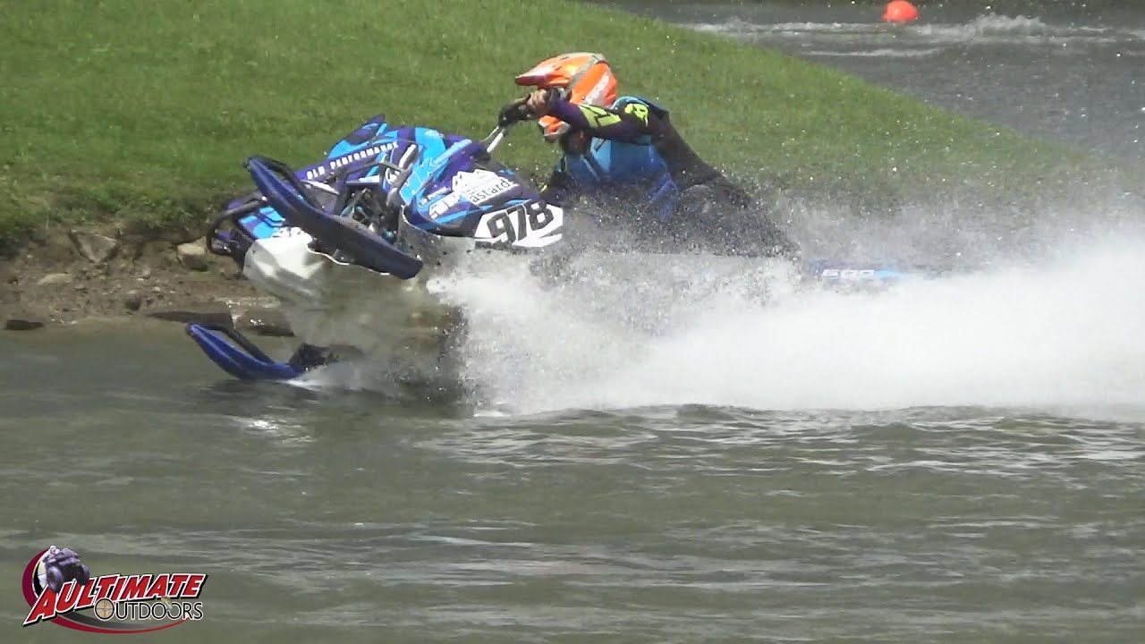 FLAT ROCK SNOWMOBILE WATERCROSS ... SNOWMOBILES ON WATER RACE DRAG RACING PT 4