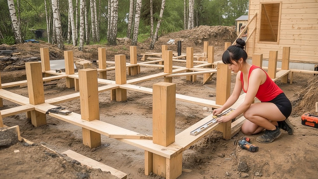 Smarter than you think! Talented woman built a wooden home from scratch in only a few weeks!