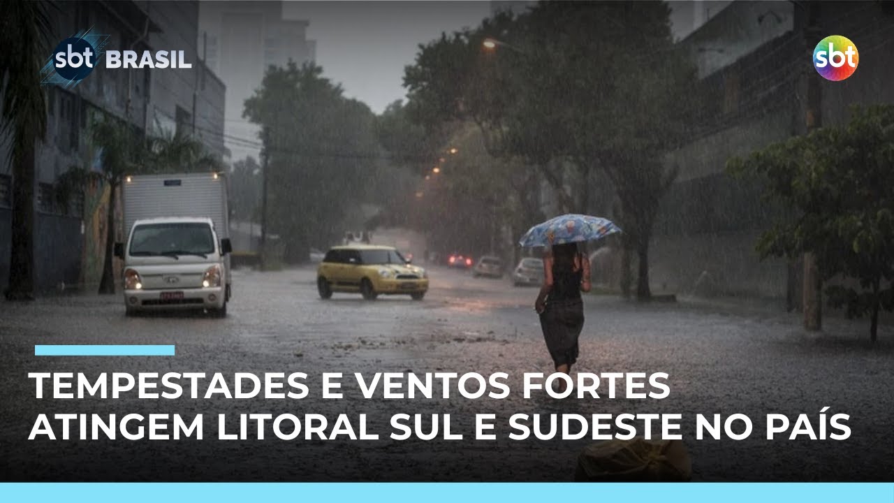Inmet emite alerta laranja para tempestades no litoral Sul e Sudeste no pa&iacute;s | #SBTBrasil