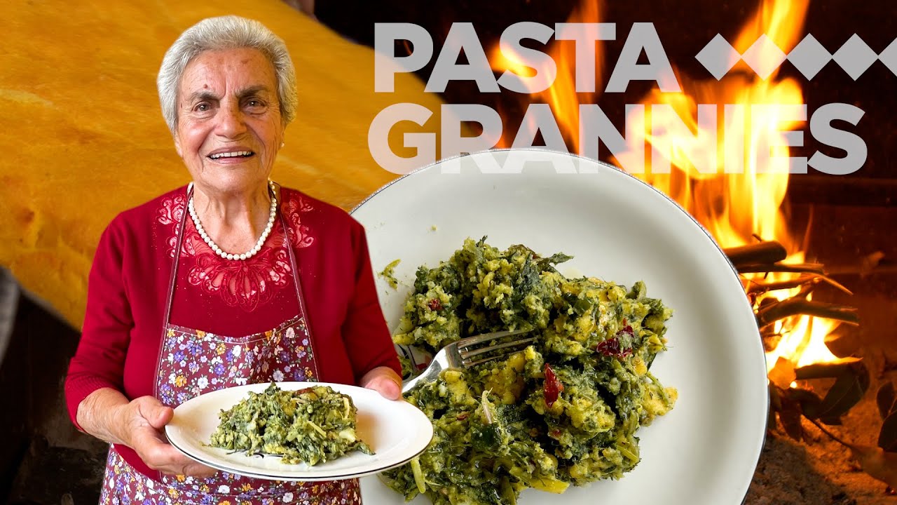 Enjoy cornmeal pizza & greens with chilli from Abruzzo! | Pasta Grannies