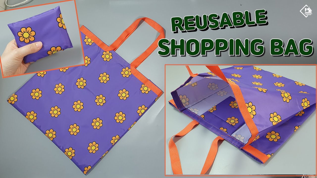 DIY REUSABLE GROCERY BAG/ Foldable shopping bag/ Market bag/ sewing tutorial [Tendersmile Handmade]