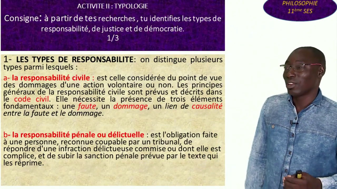 11é SES Philo leçon3 Responsabilité   Justice   Democratie