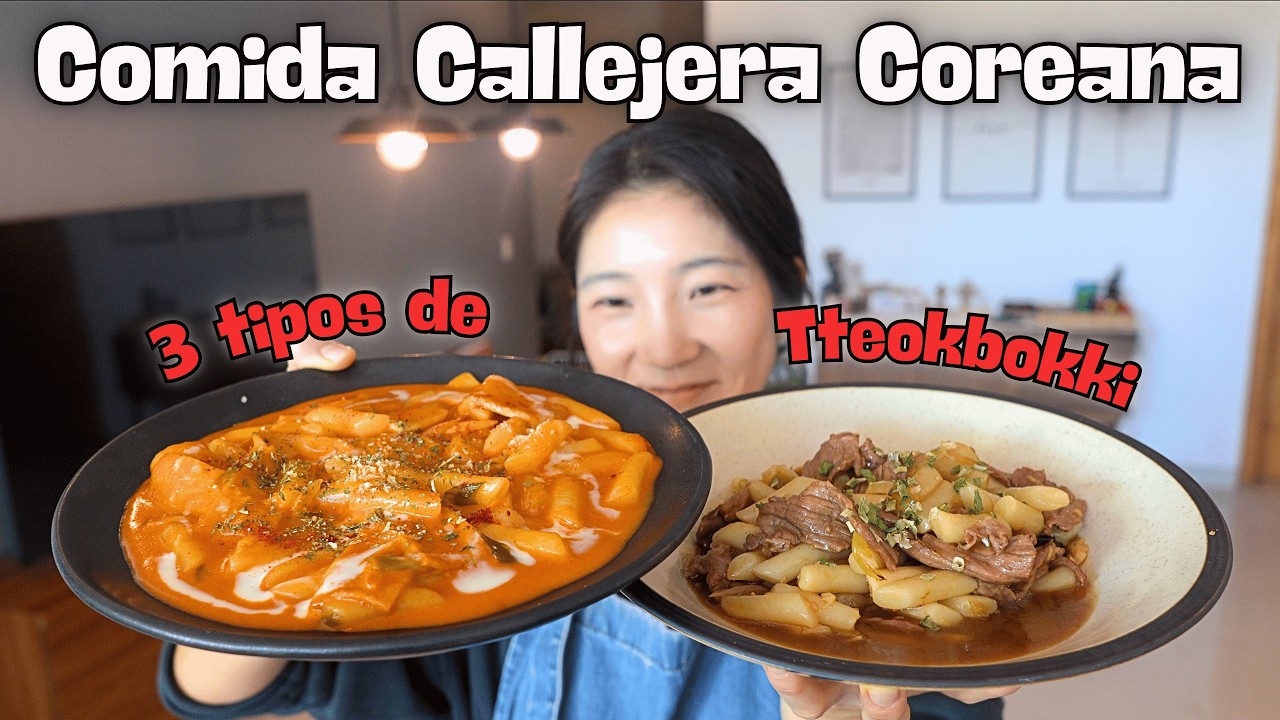 Comida Callejera CoreanaㅣTteokbokki Original, Rose y No PicanteㅣReceta Facil