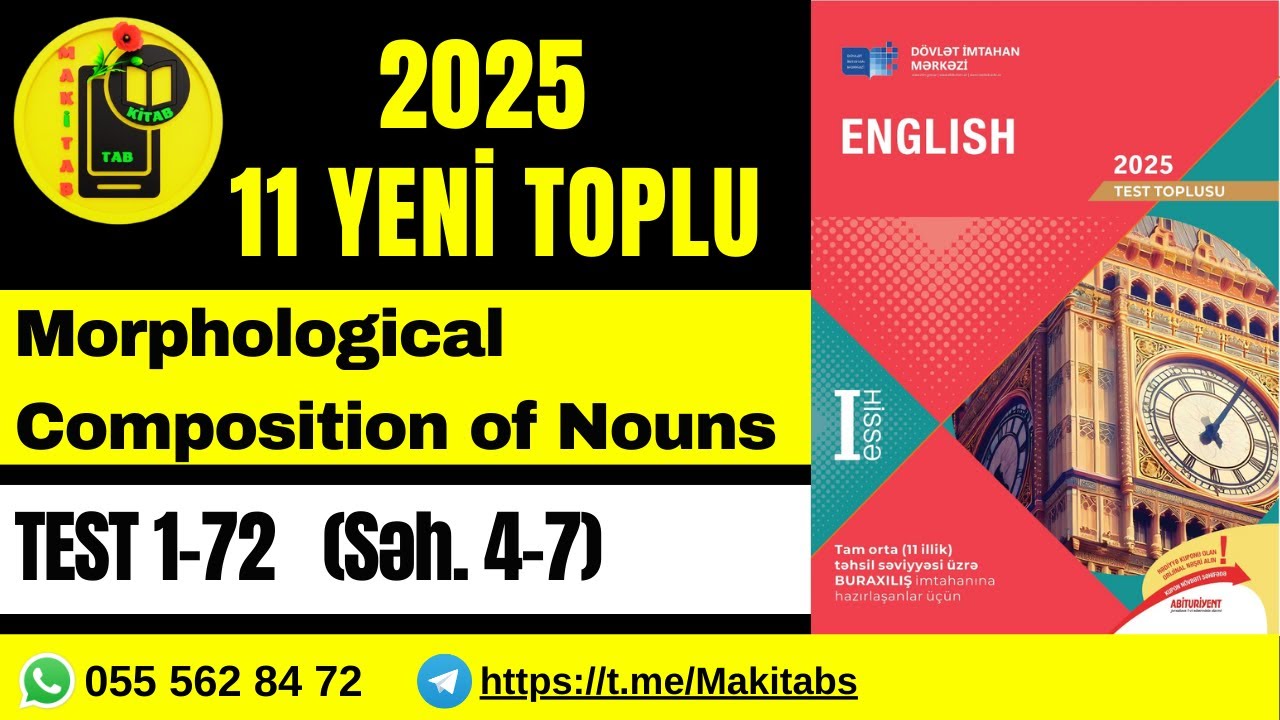 DİM 11-Cİ SİNİF YENİ TEST TOPLUSU 2025 İNGİLİS DİLİ | NOUN. Morphological Composition of Nouns
