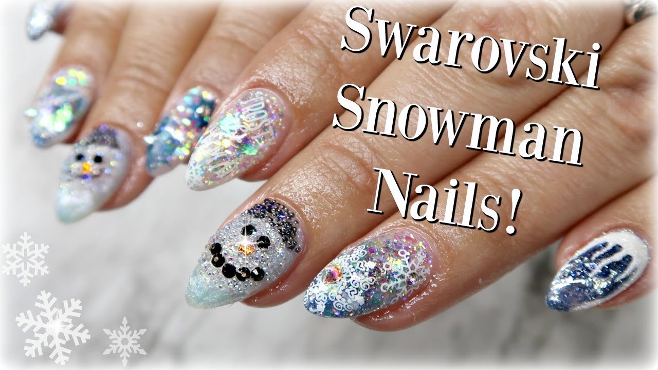 Swarovski Crystal Snowman Nail Art | Day 11!