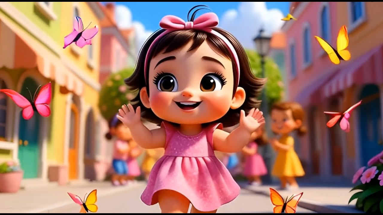 Baby Walking Down the Street | Cute Girl Baby Nursery Rhyme | Kids Song & Learning Rhyme