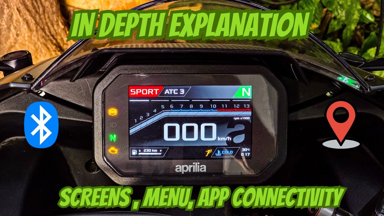 APRILIA RS457 - CONSOLE - Fully Explained | Bluetooth and Navigation | Menu | Phone App | Comet