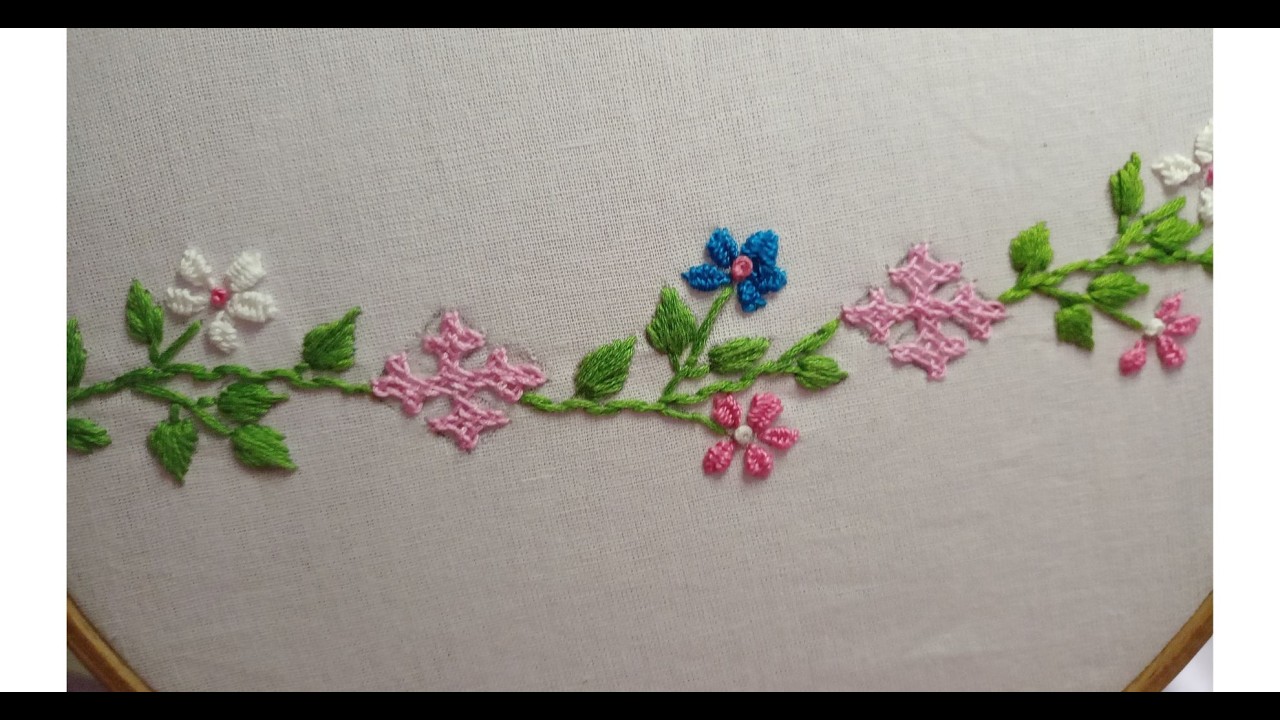 Hand embroidery/Borderline embroidery design for dresses/sindhi embroidery/kutch work embroidery.