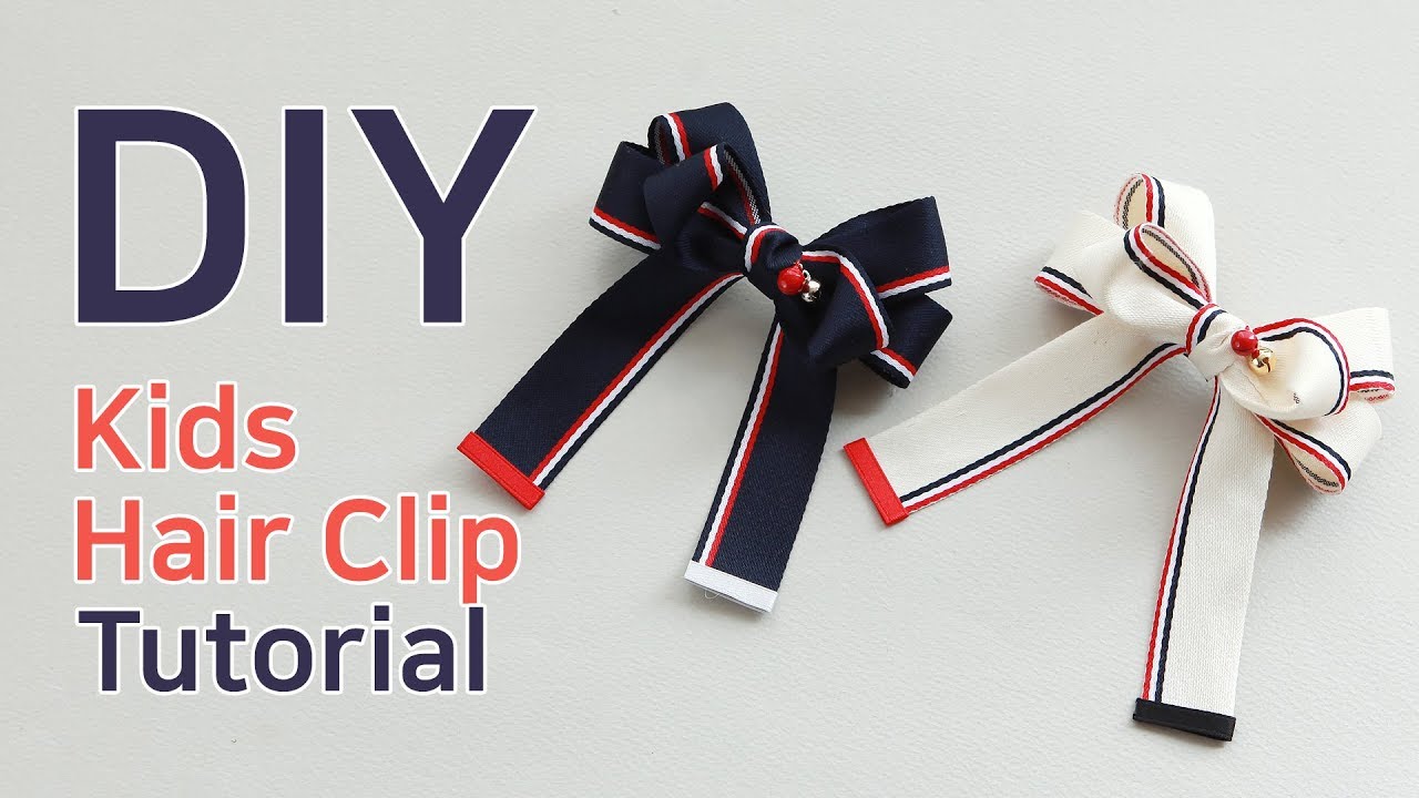 DIY_BK718 어반스트라이프리본핀/How To Make A Stripe Ribbon Hair Clip/리본핀/리본핀만들기/easy tutorial