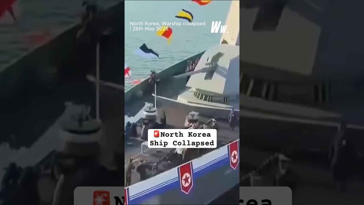 North Korea&rsquo;s newest 5,000-ton warship collapsed sideways during its launch