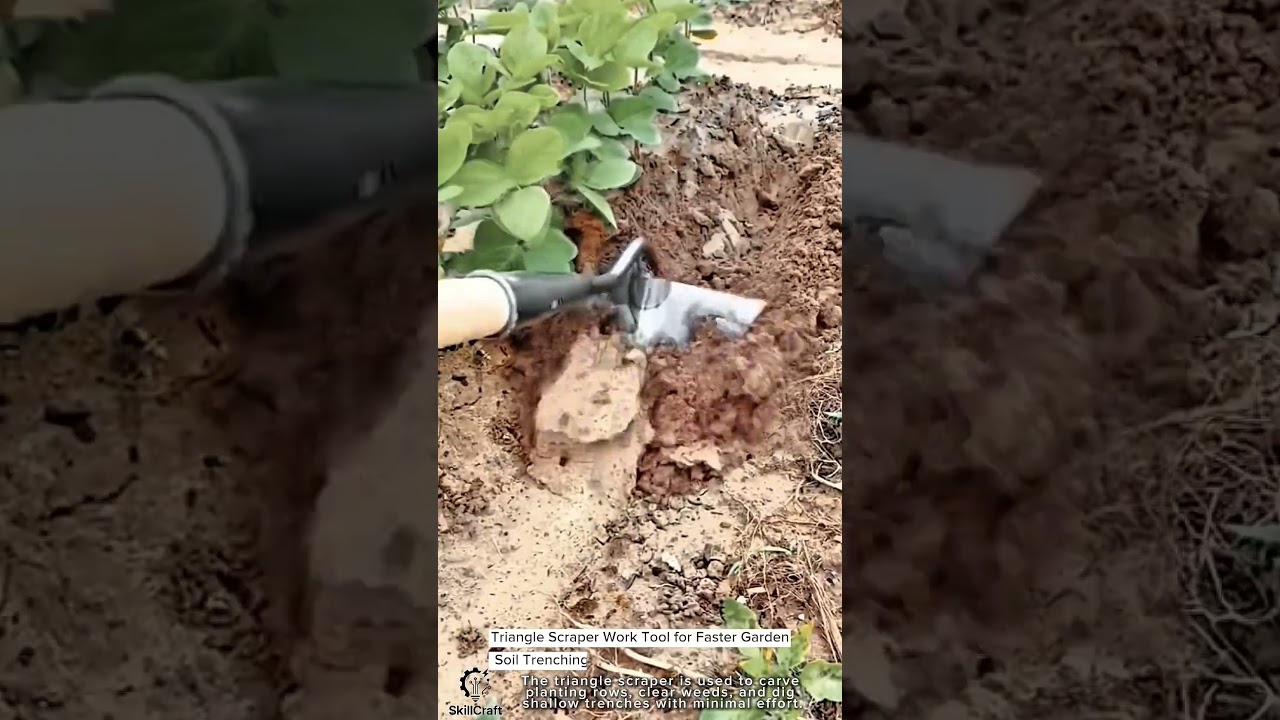 Triangle Scraper Work Tool for Faster Garden Soil Trenching 