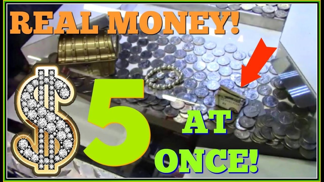 Real Money Win Arcade Coin Pusher $20 Challenge $5 At Once! Arcadejackpotpro
