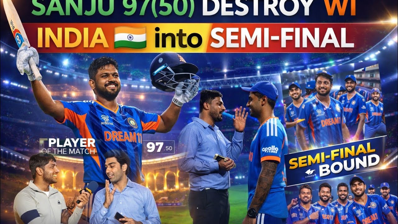 Sanju Samson 97(50) 🔥 Destroy WI in Eden Gardens | Indian Team into the Semi-Finals! 