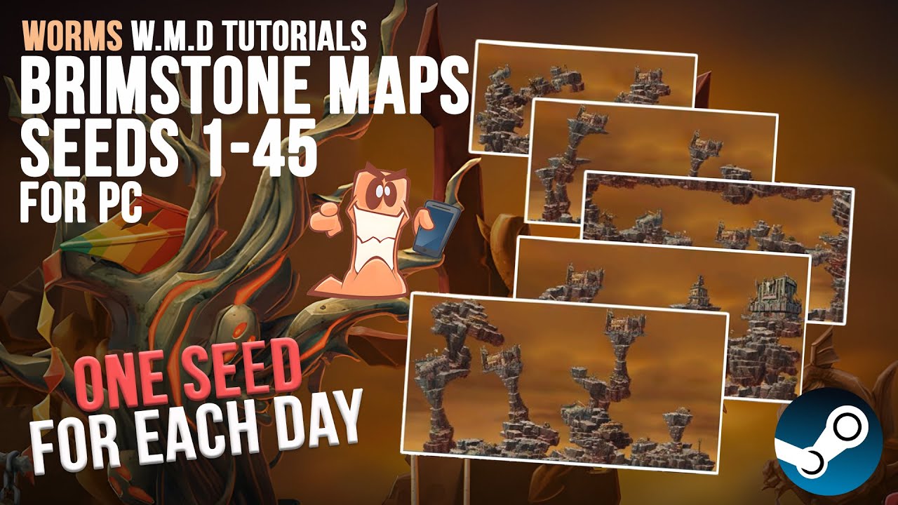 Best Brimstone Map Seeds for PC (1-45) 🗺️💻 - Mix of All Types | Worms WMD Tutorials🎥