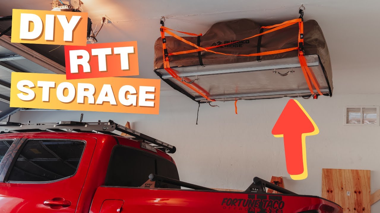 DIY Roof Top Tent garage storage solution