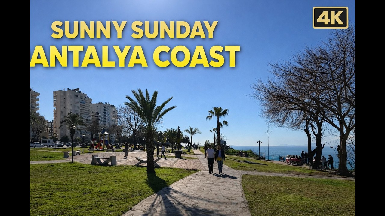 Antalya Yalım Park to Lara | Sunny Sunday Walk in 4K | Mediterranean Seaside Promenade