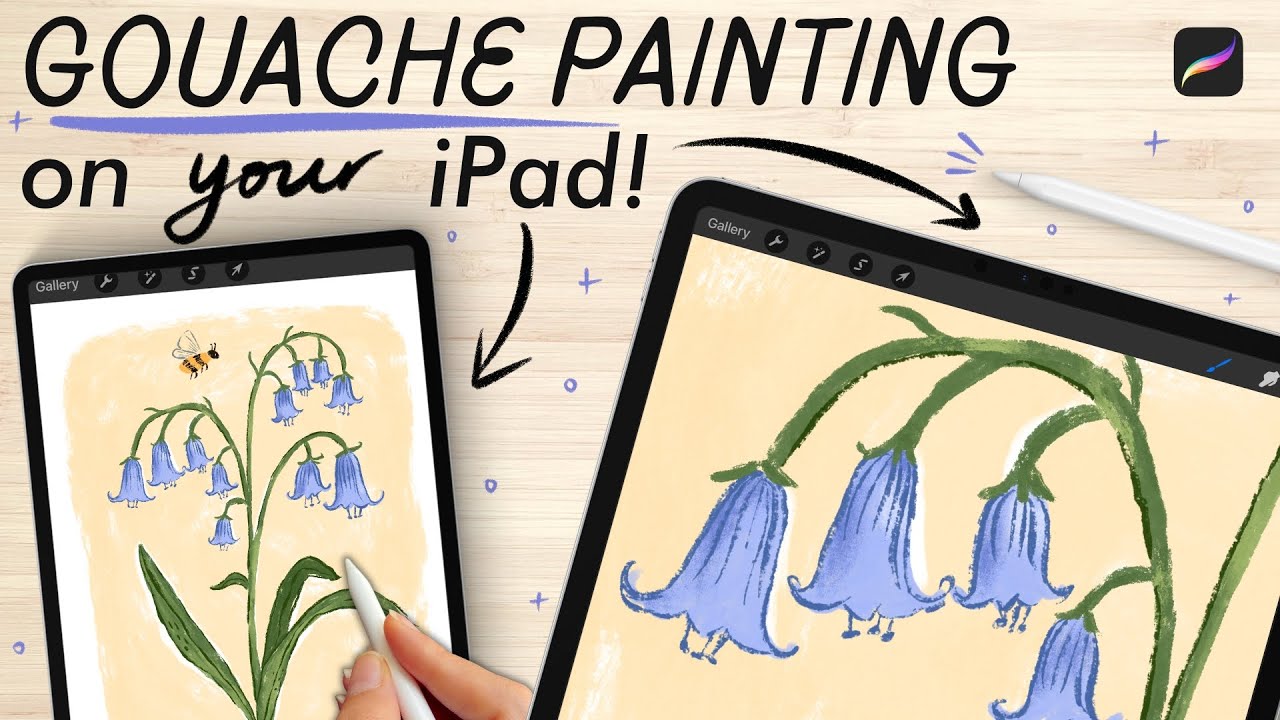How to paint bluebells in PROCREATE ✨ (easy digital gouache painting on your iPad!)