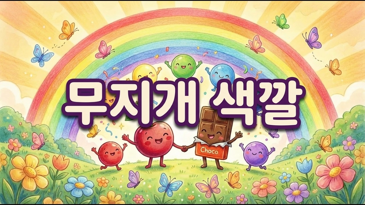 무지개 색깔 (자막)🌈 빨강 주황 노랑 초록 파랑 보라 | 체리초코 어린이 동요 | 색깔 배우기 노래