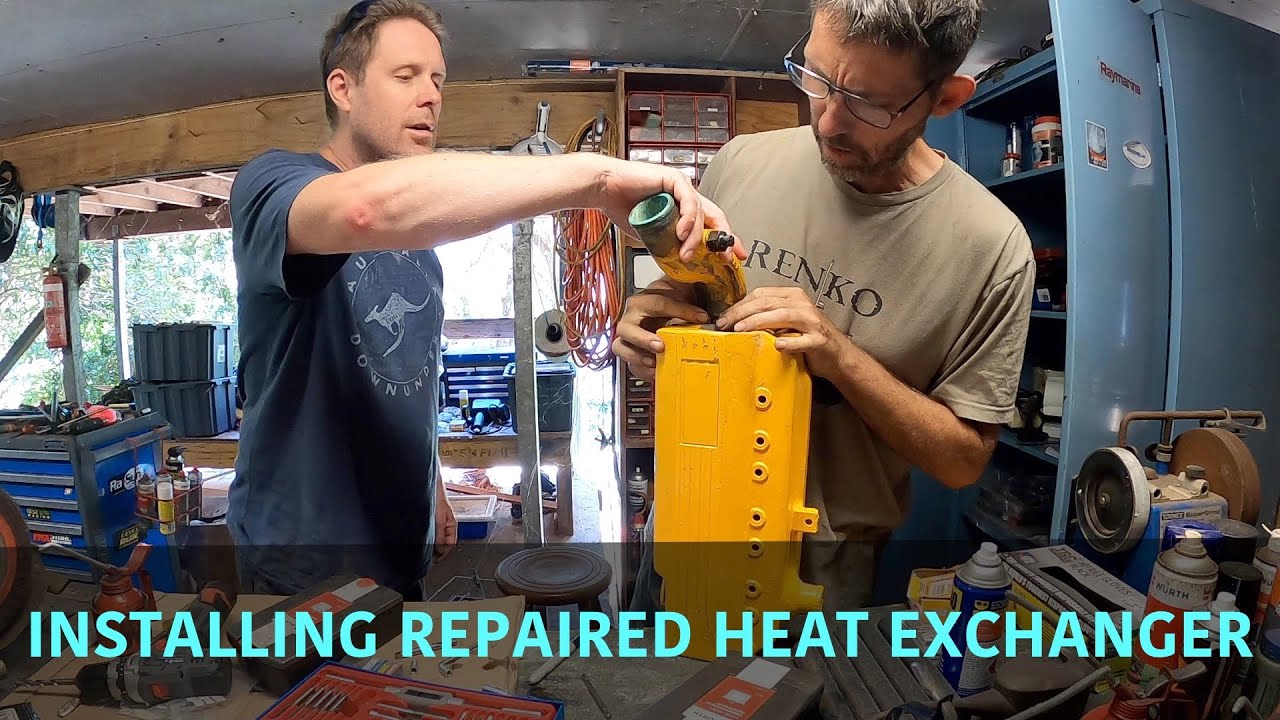 Pressure testing and installing the repaired Vetus heat exchanger