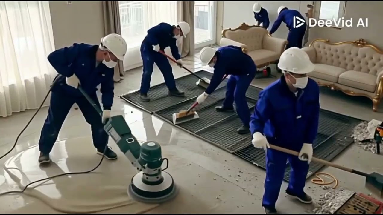 Marble River Floor Transformation — From Cracked Concrete to Ultra-Luxury Living Room #home #shorts