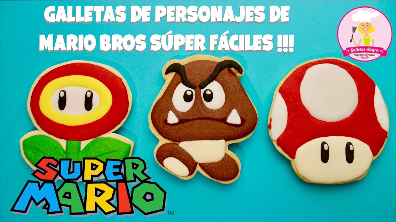 GUMBA, FLOR Y CHAMPIÑON DE MARIO BROS | CHICOS  | ROYAL ICING | GALLETAS ALEGRA