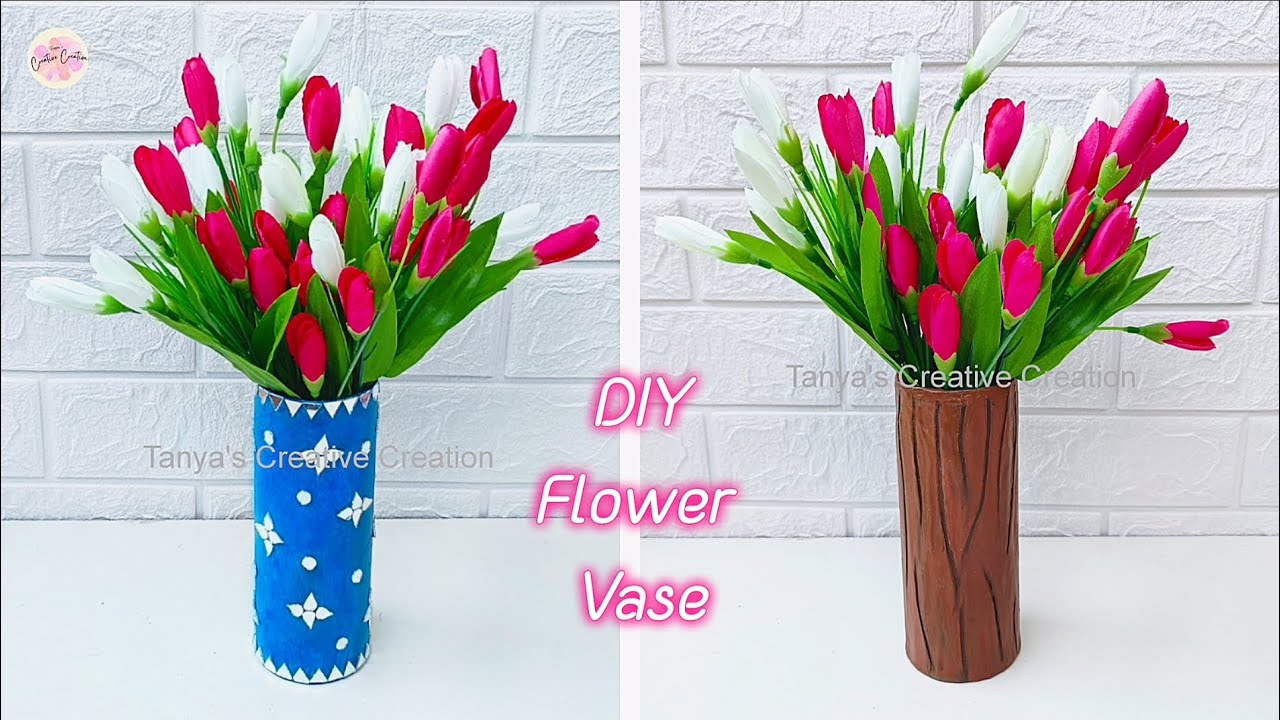 Beautiful flower vase making at home | diy flower pot decoration ideas