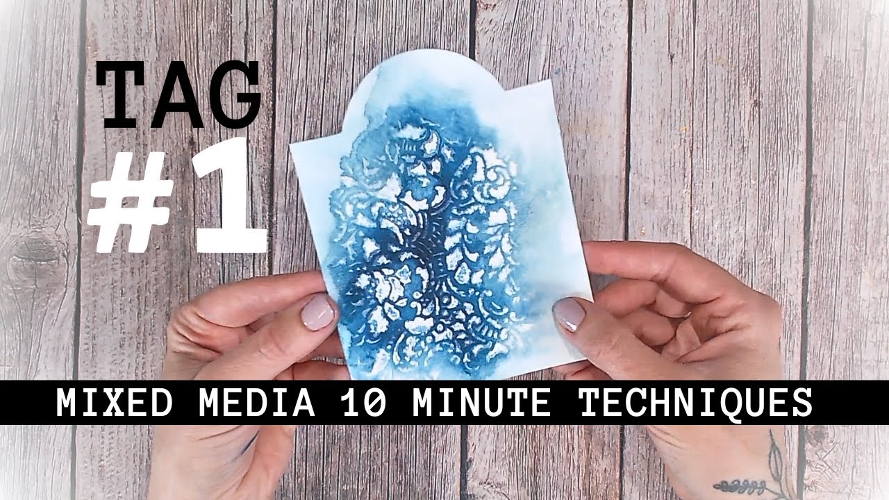 Tag #1 🎨 Stencilled Resist & Ink Spritzed Background