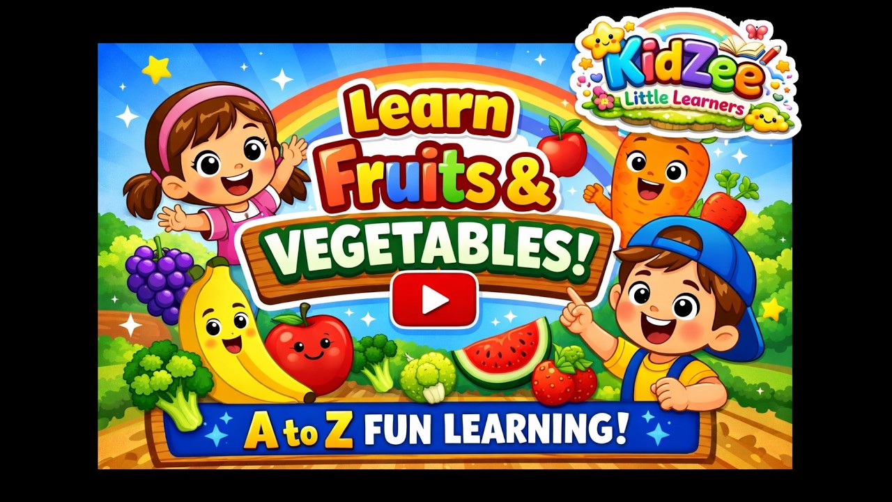 Learn Fruits & Veggies 🍎🥕 | Easy Words for Toddlers 👶 | Preschool Learning Video 🌈