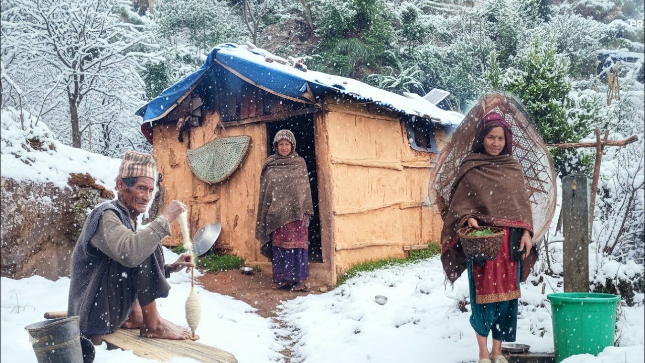 Snowfall in Remote Nepali Village | Real Himalayan Village Lifestyle