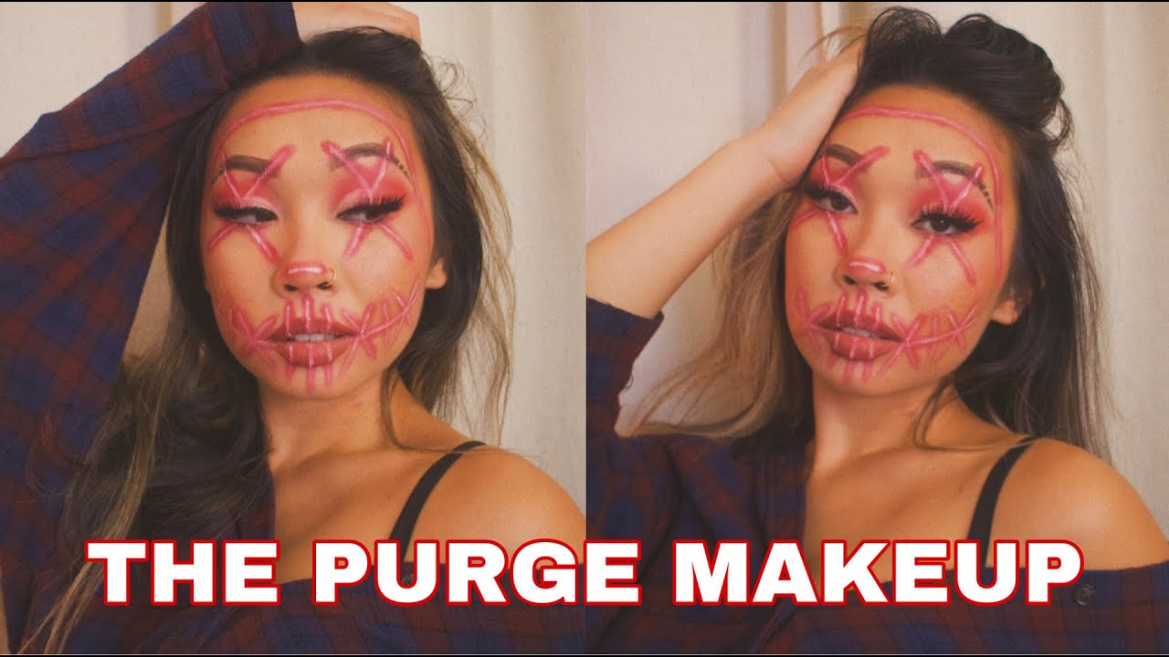 THE PURGE ELECTION YEAR GLOW LIGHT MASK MAKEUP TUTORIAL | EASY LAST MINUTE HALLOWEEN MAKEUP TUTORIAL