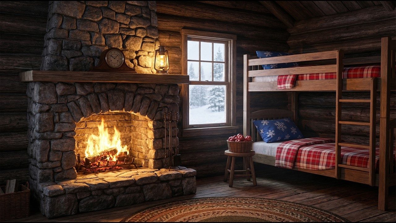 Cozy Winter Cabin Escape ❄️ Snowstorm & Fireplace Ambience for Deep Sleep and Relaxation