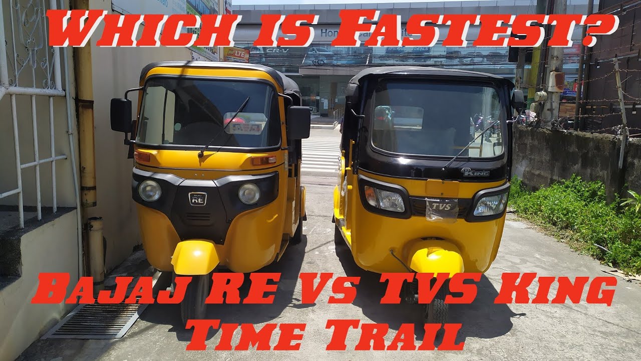 Bajaj Re Vs TVS King Deluxe Auto Rickshaws Time Trial over 12.3km Tuk Tuk Race.