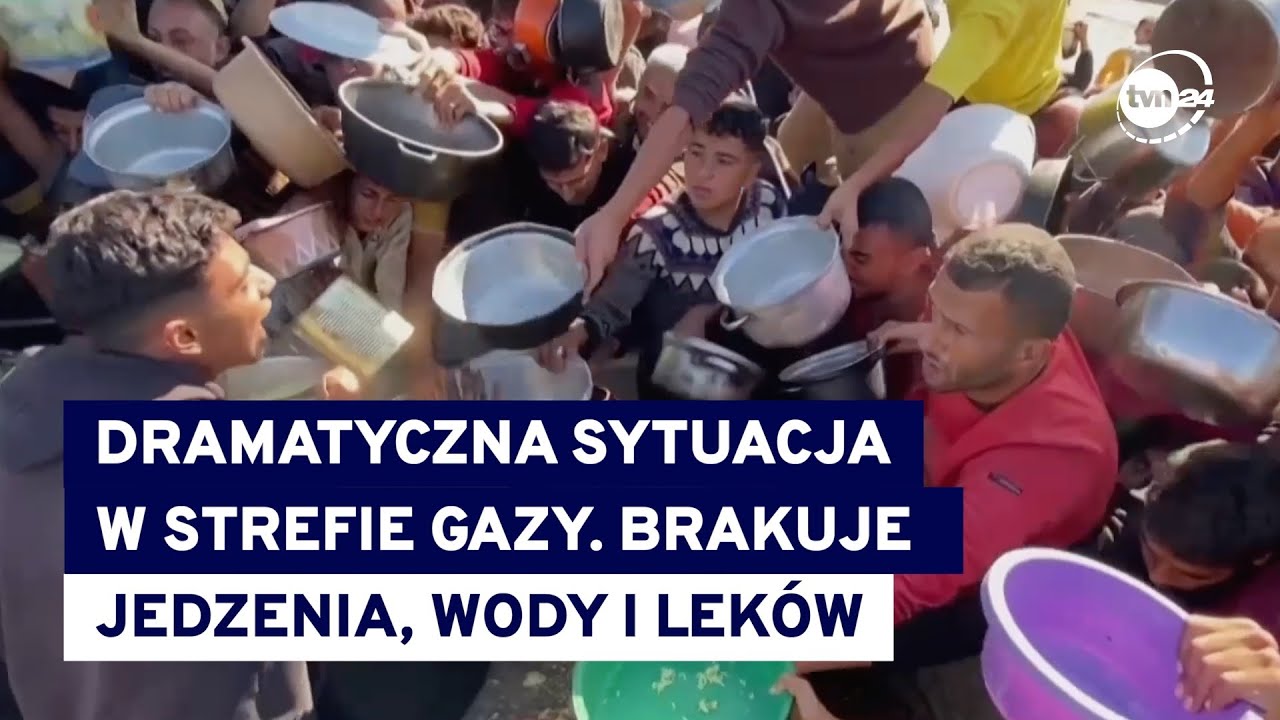 Katastrofalna sytuacja humanitarna w Strefie Gazy. Ciężar&oacute;wki wiozące pomoc są okradane @TVN24