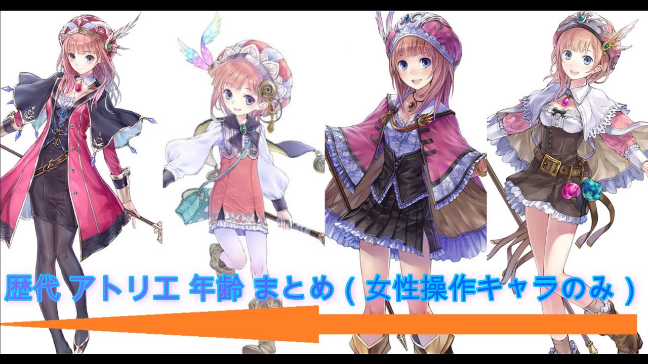 歴代アトリエシリーズ　年齢表　女性ver【ネタバレ注意】