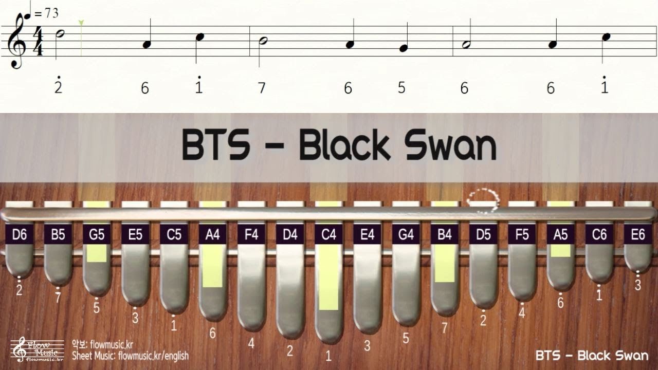 BTS - Black Swan Kalimba Sheet Music / 卡林巴琴谱