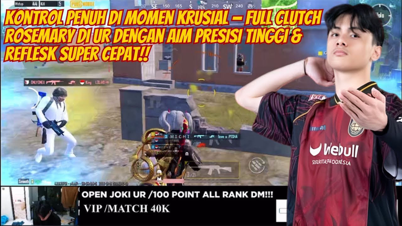 Full Clutch Gameplay Rosemary di UR — Aim Presisi & Refleks Cepat di Setiap Fight 🥶😱 #pubgmobile 