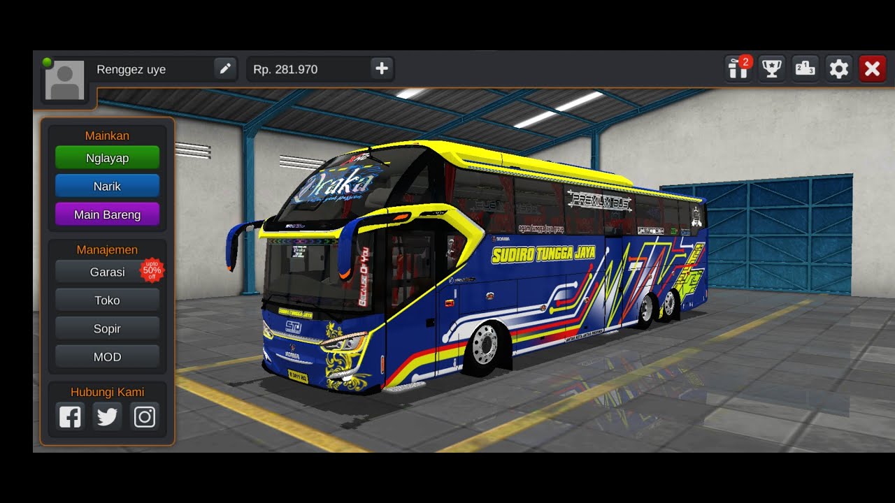 Naik Bus Sudiro Tungga Jaya DRAKA - Bus Simulator Indonesia